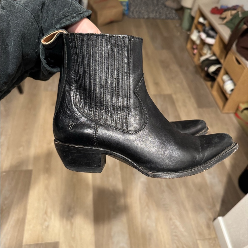 Black Leather Ankle Boots